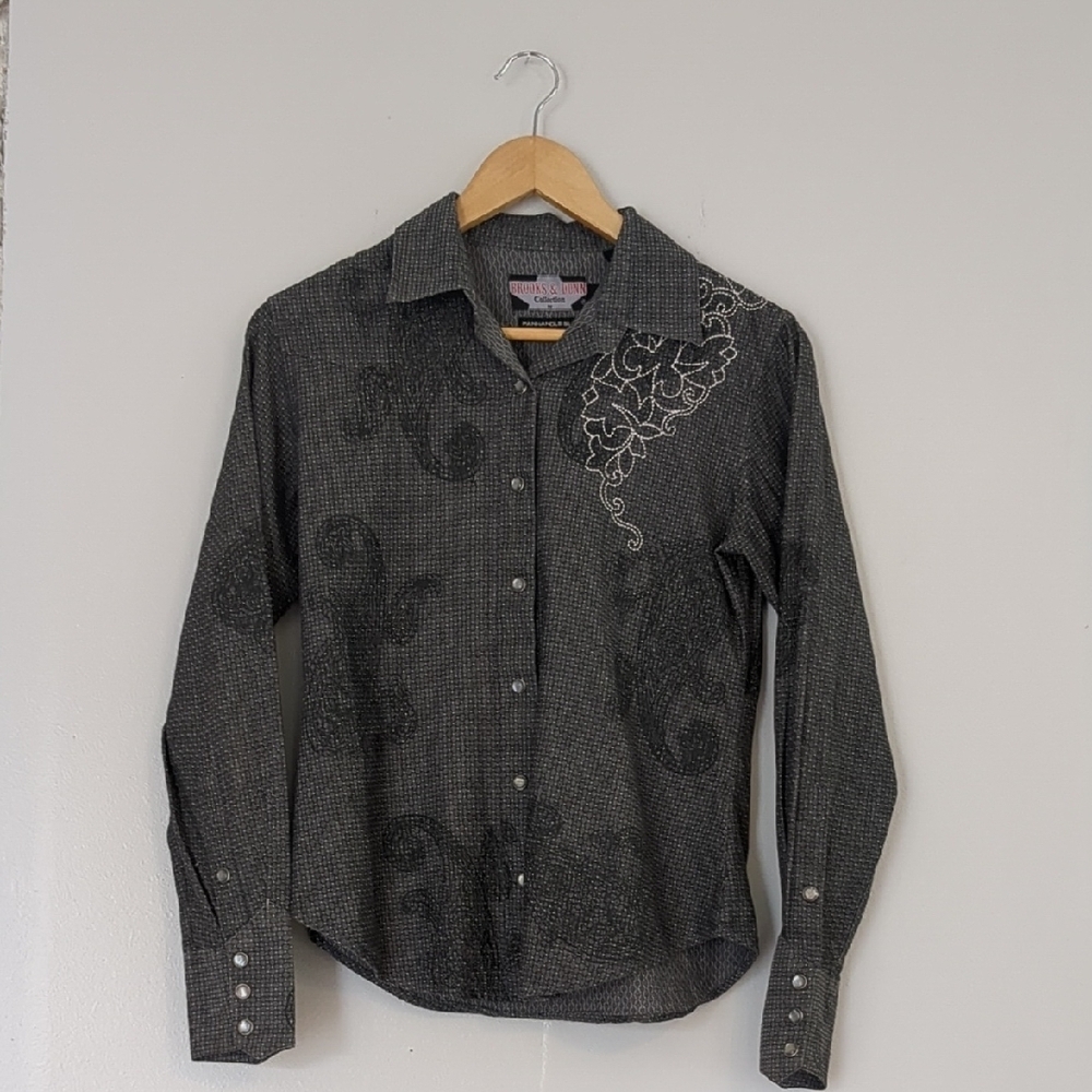 Brooks & Dunn Panhandle Slim Pearl Button Up Womens Medium Embroidery Western